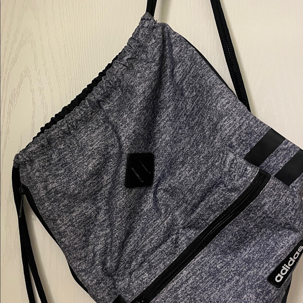 Adidas Black and Gray Drawstring Backpack - image 2
